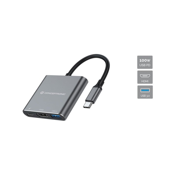 Adaptador CONCEPTRONIC USB-C a HDMI/USB-A/C (DONN18G)