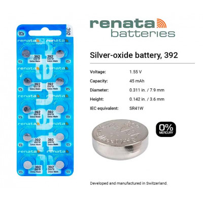 Pila Renata 392 SR41W Swiss Made 0% mercurio