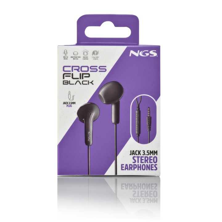 Auriculares NGS Intraurales 3.5mm Negro(CROSSFLIPBLACK)