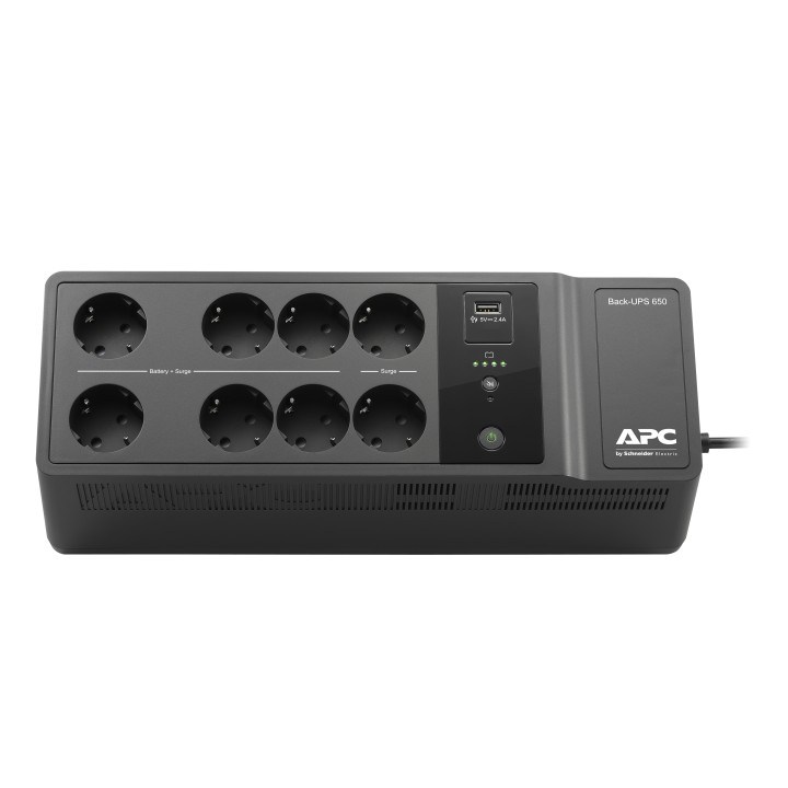 S.A.I. APC 650VA 400W 8xSchuko USB Negra (BE650G2-GR)