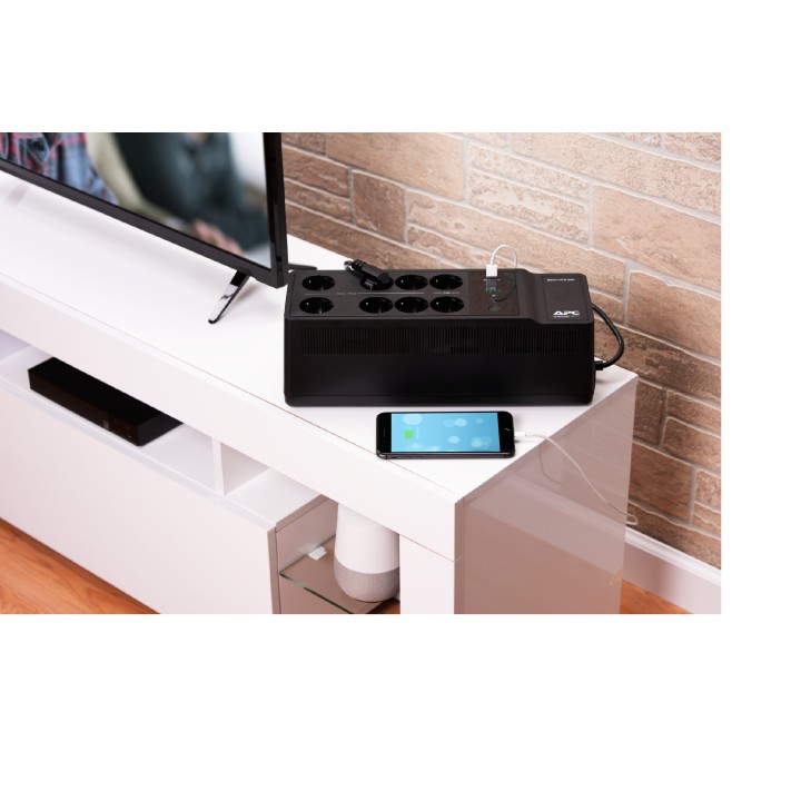 S.A.I. APC 650VA 400W 8xSchuko USB Negra (BE650G2-GR)