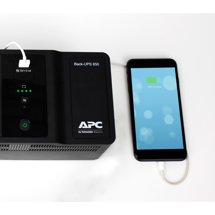 S.A.I. APC 650VA 400W 8xSchuko USB Negra (BE650G2-GR)