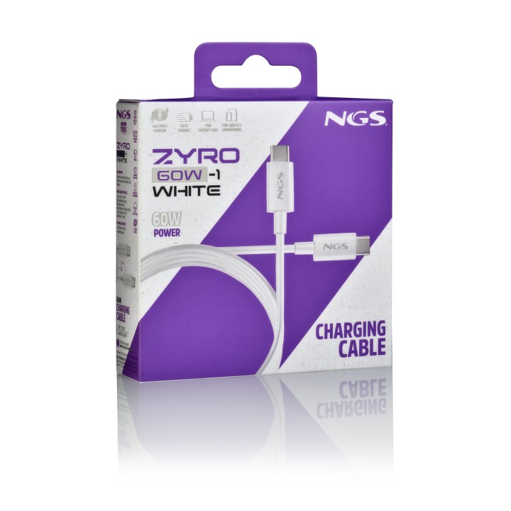 Cable NGS USB-C a USB-C 60W 1m Blanco (ZYRO60W-1WHITE)