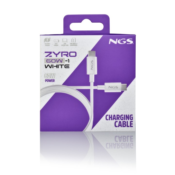 Cable NGS USB-C a USB-C 60W 1m Blanco (ZYRO60W-1WHITE)