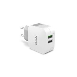 Cargador de Pared CELLY 2xUSB-A Blanco (TC2USBTURBO)