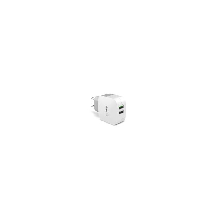 Cargador de Pared CELLY 2xUSB-A Blanco (TC2USBTURBO)