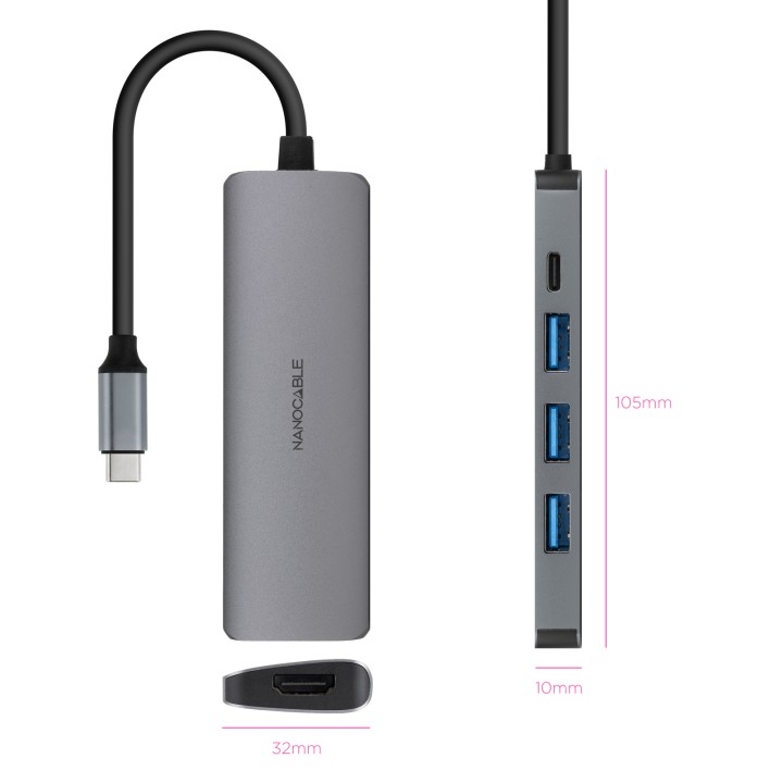 Dock Nanocable USB-C a 3xUSB-A/HDMI/USB-C (10.16.4605)