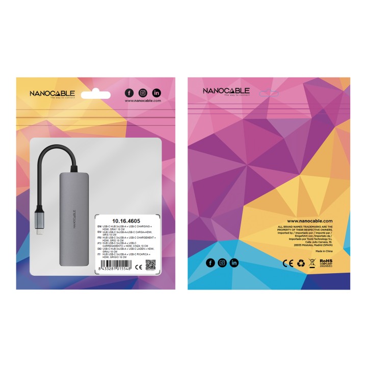 Dock Nanocable USB-C a 3xUSB-A/HDMI/USB-C (10.16.4605)