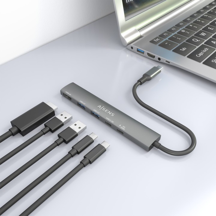 Docking AISENS 5en1 USB-C Gris (ASUC-5P022-GR)