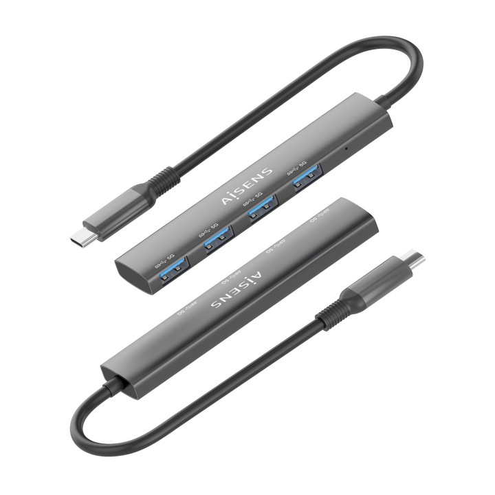 Hub Aisens USB-C/M a 4xUSB-A/H 15cm Gris (A109-0943)