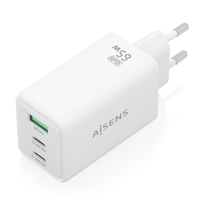 Cargador AISENS 65W 2xUSB-C 1xUSB-A (ASCH-65W3P072-W)