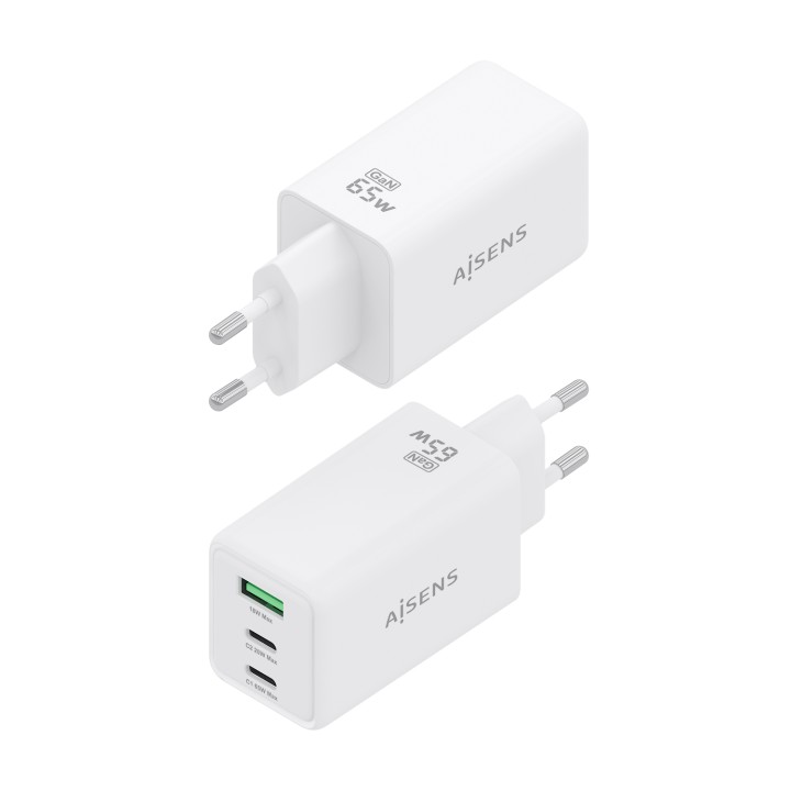 Cargador AISENS 65W 2xUSB-C 1xUSB-A (ASCH-65W3P072-W)