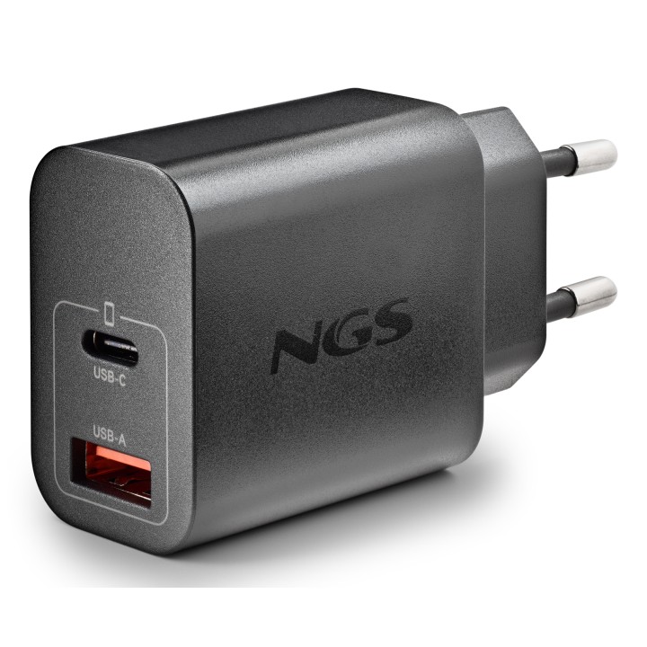 Cargador NGS Era 30W 1USB-A 1USB-C Negro (ERA30WBLACK)