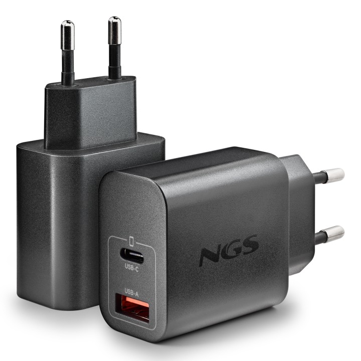 Cargador NGS Era 30W 1USB-A 1USB-C Negro (ERA30WBLACK)