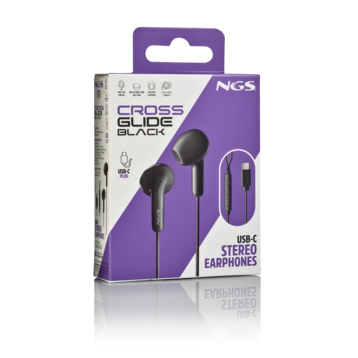 Auriculares NGS Intraurales USB-C (CROSSGLIDEBLACK)