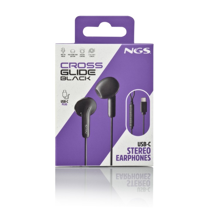 Auriculares NGS Intraurales USB-C (CROSSGLIDEBLACK)