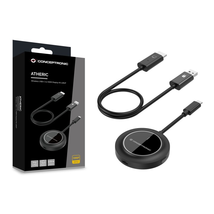 Transmisor CONCEPTRONIC USB-C a HDMI Negro (ATHERIC01B)