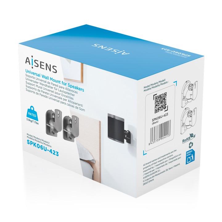 Soporte de Pared AISENS para 2 Altavoces (SPK06U-423)