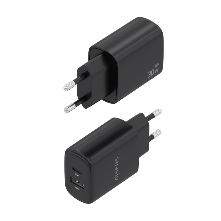 Cargador de Pared AISENS USB-A/C 30W Negro (A110-0978)