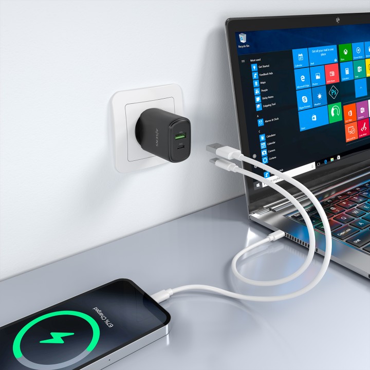 Cargador de Pared AISENS USB-A/C 30W Negro (A110-0978)