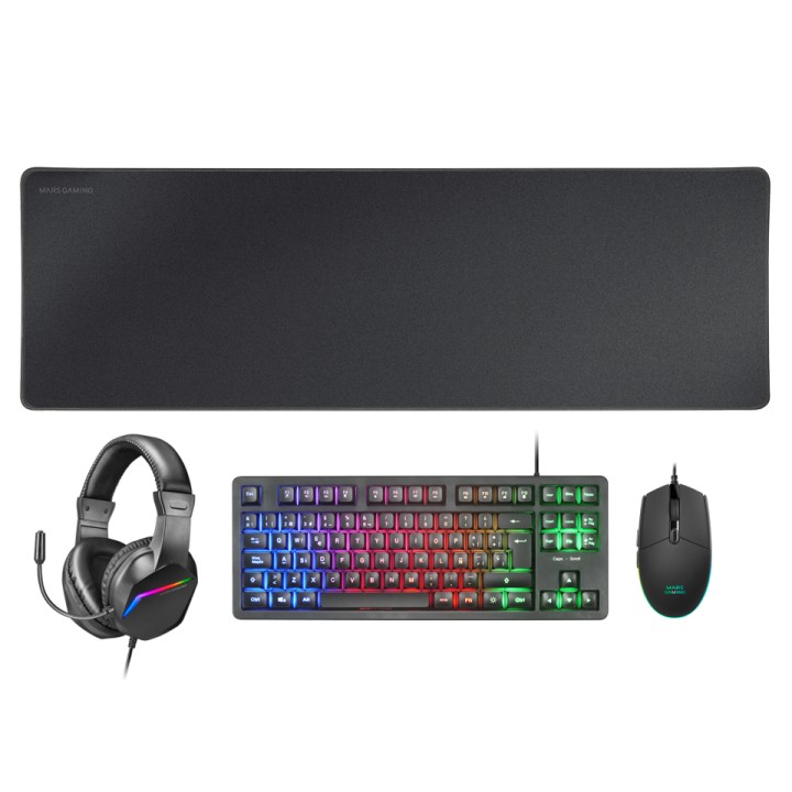 Pack Mars Gaming T+Ratón+Auric+Alfomb Negro (MCPRGB3ES)