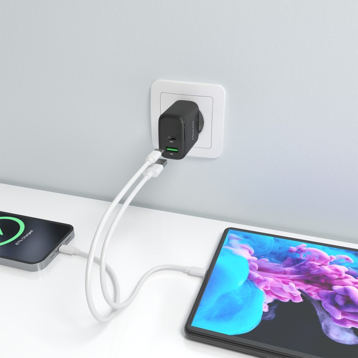 Cargador Pared AISENS 45W USB-A USB-C Negro (A110-0972)