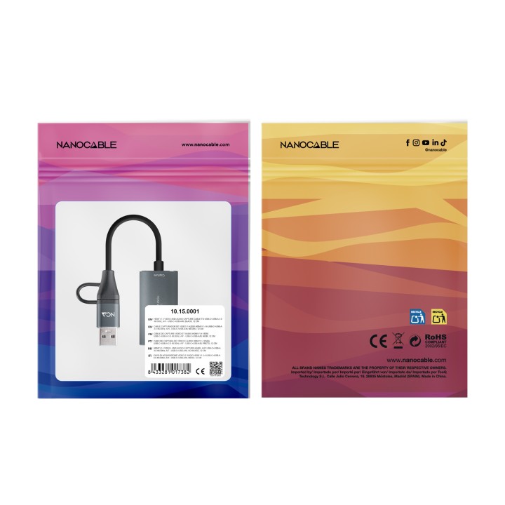 Capturadora Video Nanocable HDMI a USB-A/C (10.15.0001)