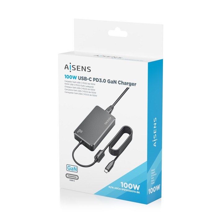 Cargador Sobremesa AISENS 100W USB (ASCH-1PD100D070-BK)