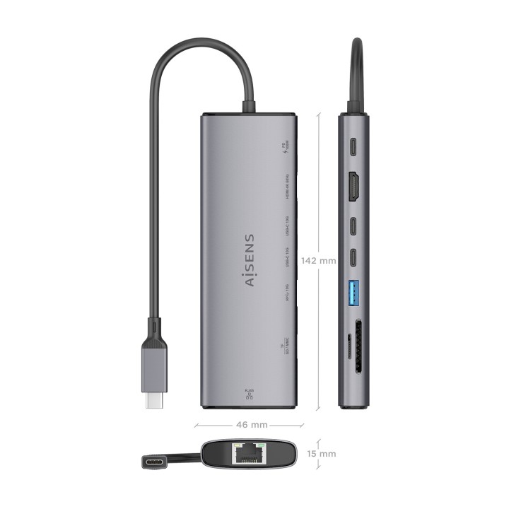 Docking Station Aisens 8en1 Usb-C (ASUC-8P033-GR)