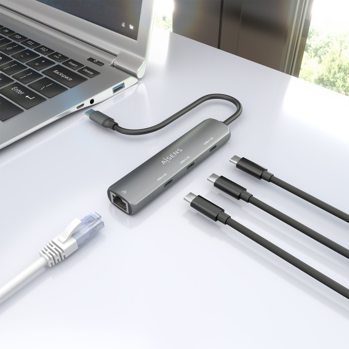 Dock AISENS USB-C a 3xUSB-C/1xRJ45 (ASUC-4P041-GR)
