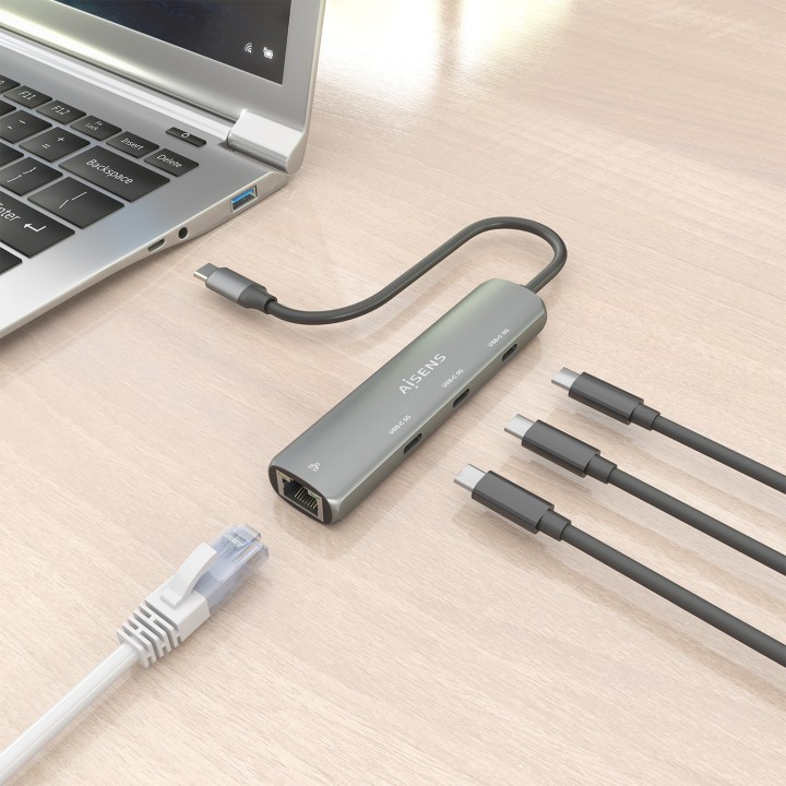 Dock AISENS USB-C a 3xUSB-C/1xRJ45 (ASUC-4P041-GR)