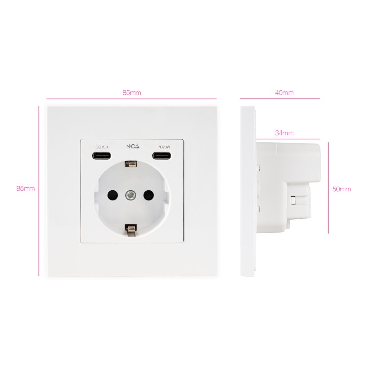 Enchufe de Pared Nanocable Schuko/2xUSB-C (10.35.0012)