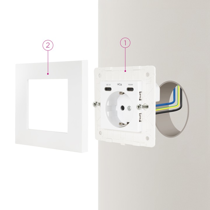 Enchufe de Pared Nanocable Schuko/2xUSB-C (10.35.0012)