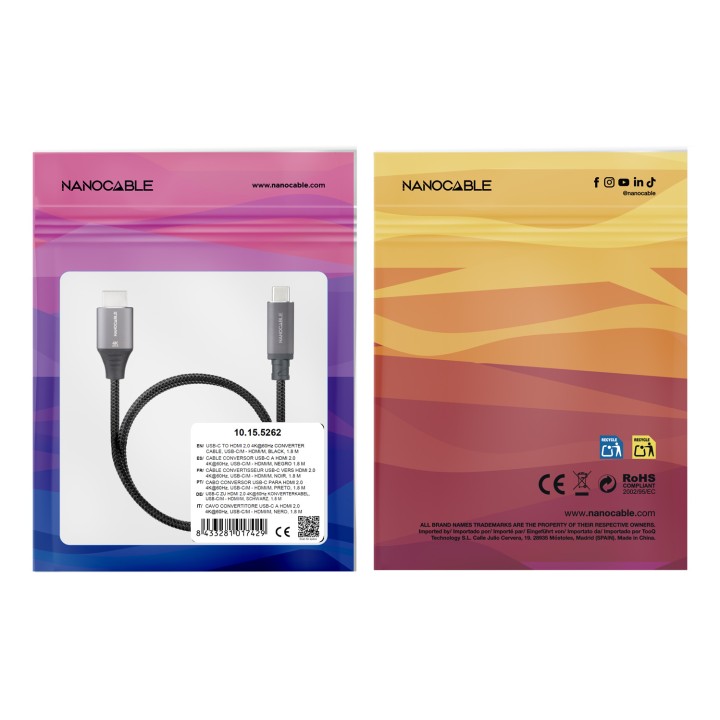 Nanocable Usb-C/M a HDMI V2.0 4K 1.8m (10.15.5262)