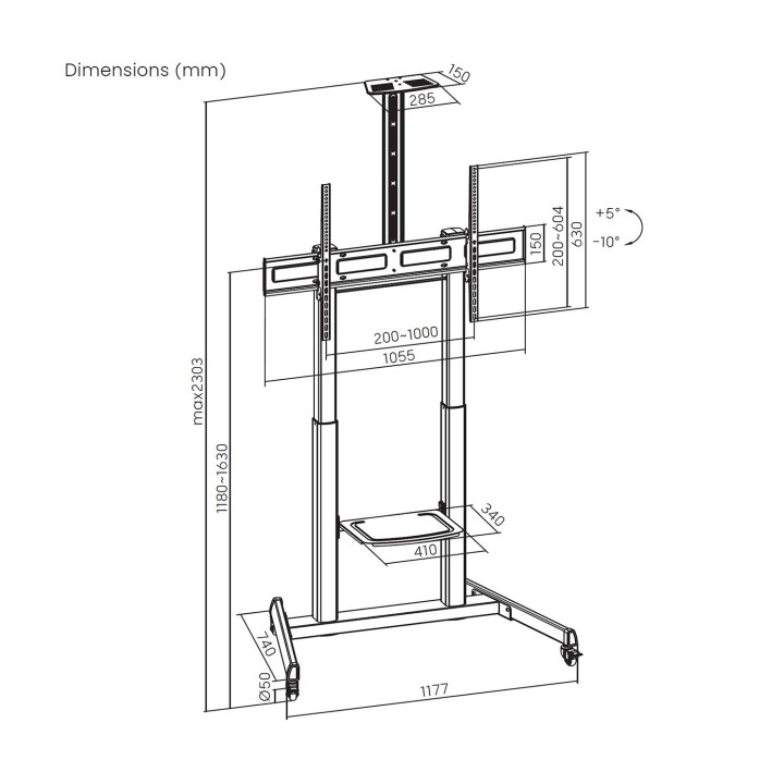 Soporte de Suelo AISENS 60"-100" Negro (FT100TE-403)