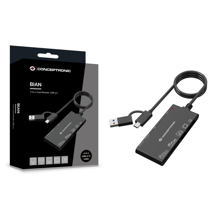 Lector de Tarjetas CONCEPTRONIC 7en1 USB-A/C (BIAN10B)