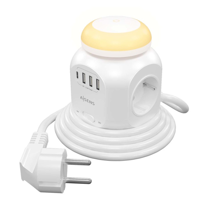 Regleta AISENS 4xSchuko 4xUSB Blanca (ASPS-3A1CL01-W)