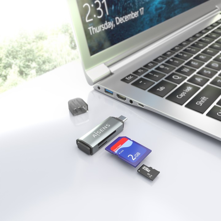 Lector Tarjetas AISENS USB-C 3.0 Gris (ASCR-2C10-GR)