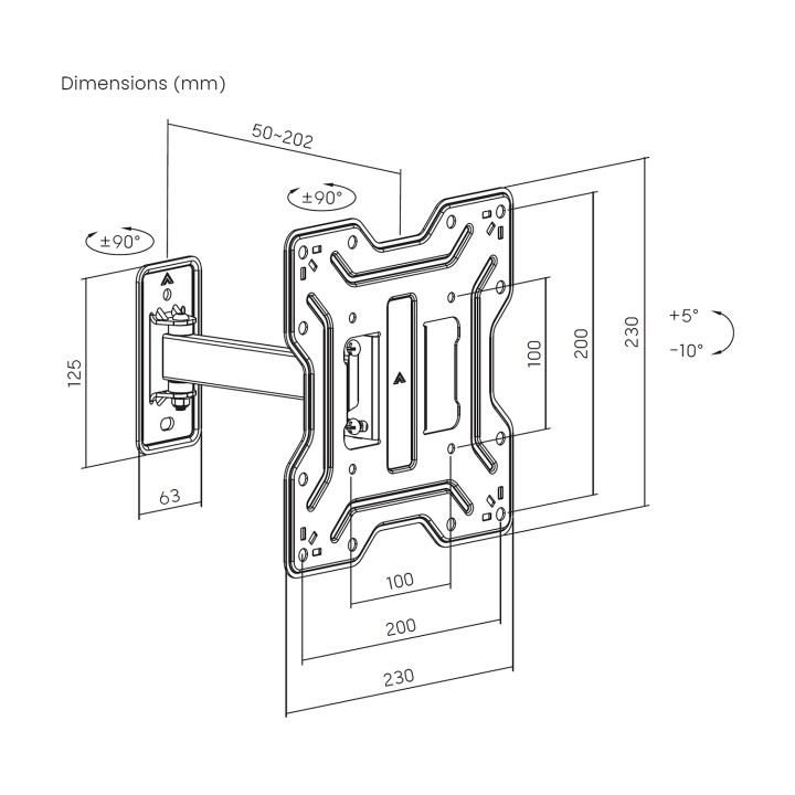Soporte Pared AISENS 23"-43" Inclina/Gira (WT43TSE-411)