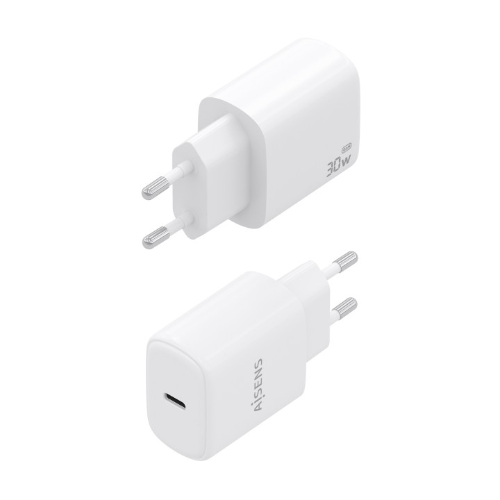 Cargador Pared AISENS GaN 1USB-C 30W Blanco (A110-0975)