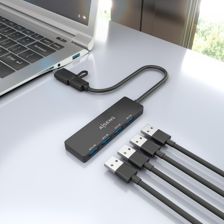 Hub AISENS USB-A + Adap USB-C a 4xUSB-A 3.0 (A109-0987)