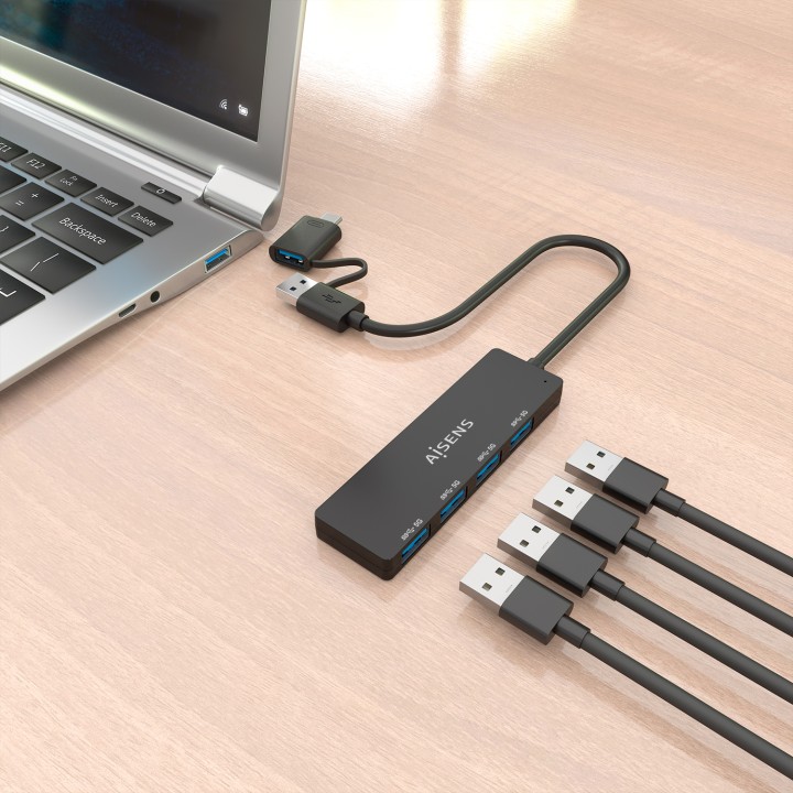 Hub AISENS USB-A + Adap USB-C a 4xUSB-A 3.0 (A109-0987)
