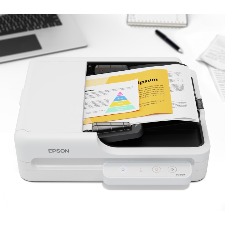 Escáner Epson DS-1730 LED A4 Negro/Blanco (B11B273401)
