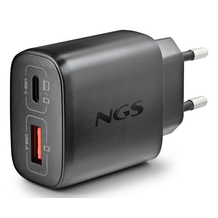 Cargador NGS Era 45W 1USB-A 1USB-C Negro (ERA45WBLACK)