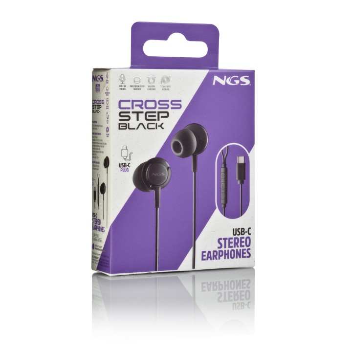 Auriculares NGS Intraurales USB-C Negro(CROSSSTEPBLACK)