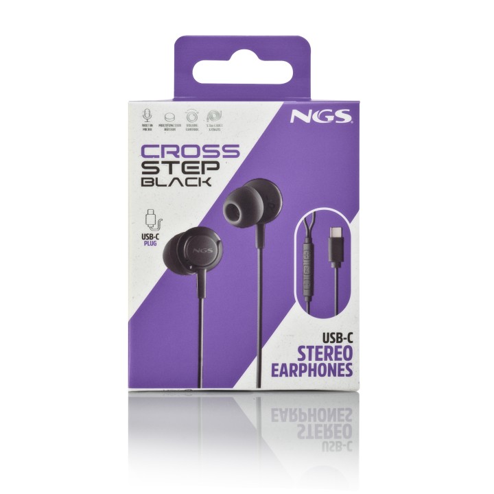 Auriculares NGS Intraurales USB-C Negro(CROSSSTEPBLACK)