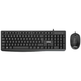 T+Ratón NILOX Óptico USB 1200dpi Negro (NXKME0012)