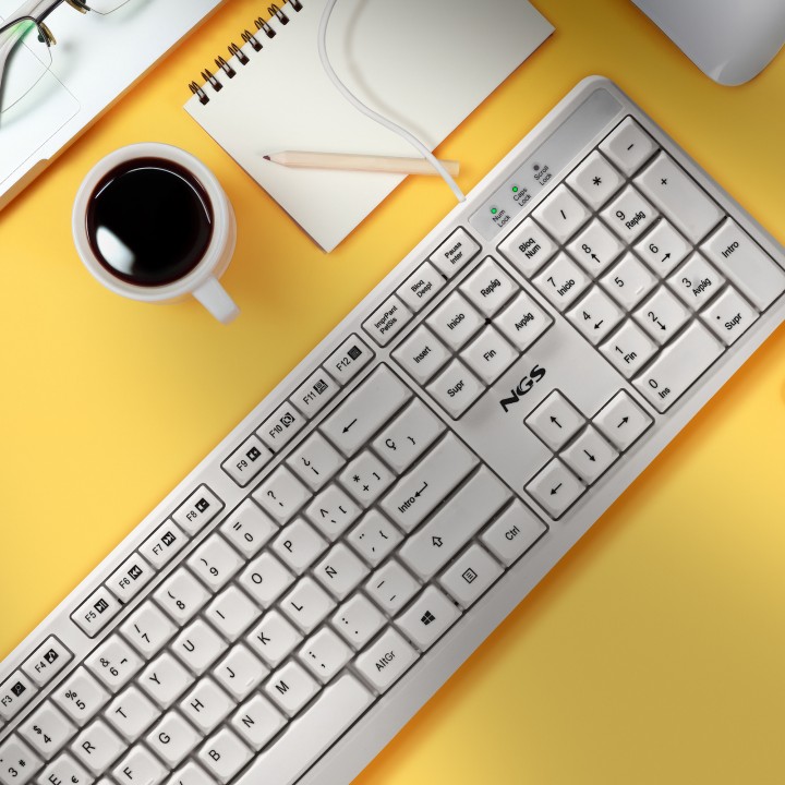 Teclado NGS QWERTY USB-A Blanco (HERITAGESPANISH)