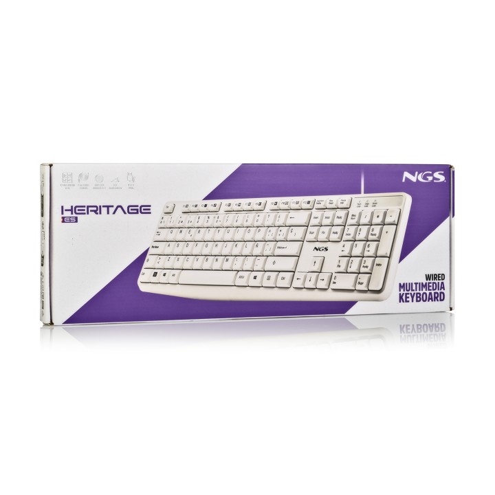 Teclado NGS QWERTY USB-A Blanco (HERITAGESPANISH)