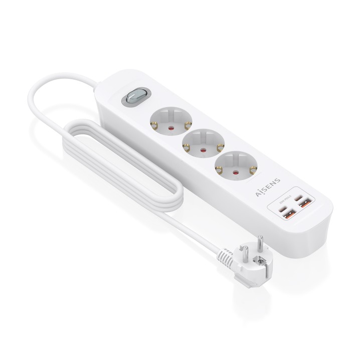 Regleta AISENS 3 Tomas 2xUSB-C 2xUSB-A (ASPS-2A2C10-W)